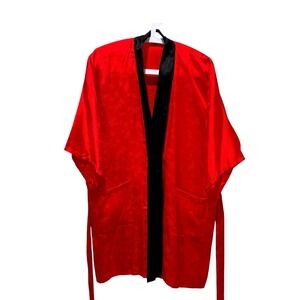 Vintage‎ Red Satin Robe Womens Size M Old Hollywood Boudoir Pinup Glam Coquette